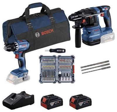 Bosch Blauw Accutoolkit Combipack 18V GSR 18V-45 + GBH 18V-22 | 44- delige set | 2x GBA 18V 4,0 Ah + Lader GAL 18V-40 - 0615V0003D