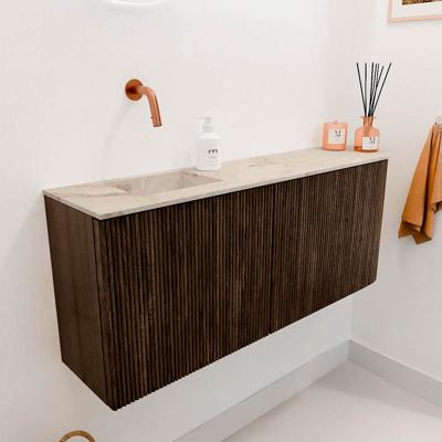 Toiletmeubel Mondiaz Joya Dlux | 101.6 cm | Meubelkleur Walnut | Faye wastafel Frappe Wasbak Links | Zonder kraangat(en)
