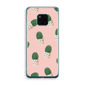 Cactusprint roze: Huawei Mate 20 Pro Transparant Hoesje
