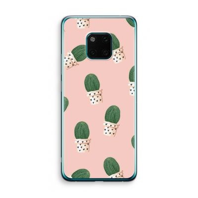 Cactusprint roze: Huawei Mate 20 Pro Transparant Hoesje
