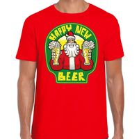 Fout Nieuwjaar / Kerstshirt happy new beer / bier rood heren - thumbnail