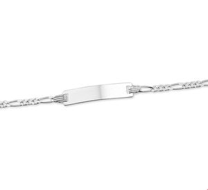 Armband Graveerplaat-Figaro zilver 4 mm 11 - 13 cm