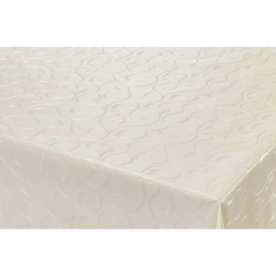 Tafelzeil/tafelkleed Damast creme krullen print 140 x 180 cm