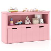 Opbergkast met Lades Houten Kinderkast met Wielen 101 x 33 x 62 cm Roze