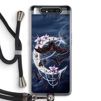Vleermuizen Maan: Samsung Galaxy A80 Transparant Hoesje met koord