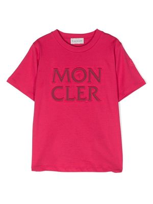 Moncler Enfant t-shirt à logo brodé - Rose