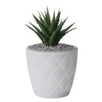 Form Plastic Plantenpot/bloempot New Age - kunststof - ivoor wit - D23 x H21 cm - met schotel