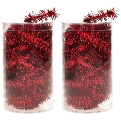 2x stuks folie tinsel slingers/guirlandes rood 20 meter kerstslingers
