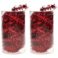 2x stuks folie tinsel slingers/guirlandes rood 20 meter kerstslingers