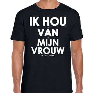 Ik hou er van als mijn vrouw mij laat surfen cadeau t-shirt zwart heren