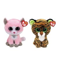 Ty - Knuffel - Beanie Boo's - Fiona Pink Cat & Tiggy Tiger - thumbnail