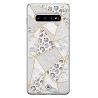 Samsung Galaxy S10 Plus siliconen telefoonhoesje - Stone & leopard print