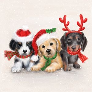 Kerst thema servetten - 20x st - 33 x 33 cm - honden print