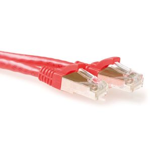 ACT Rode 30 meter LSZH SFTP CAT6A patchkabel snagless met RJ45 connectoren