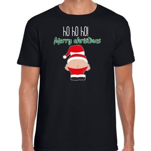 Fout kersttrui t-shirt voor heren - Kerstman - zwart - Merry Christmas