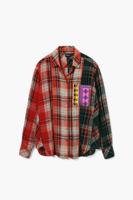 Patchwork geruite blouse - BROWN - XL