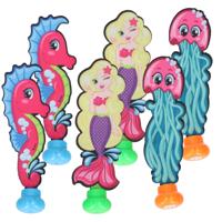 Duikspeelgoed zwembad - set van 6x - zee figuren - zeepaardje/zeemeermin/kwal - kunststof - vakantie Duikspeelgoed zwembad - set van 6x - zee figuren - zeepaardje/zeemeermin/kwal - kunststof - vakantie