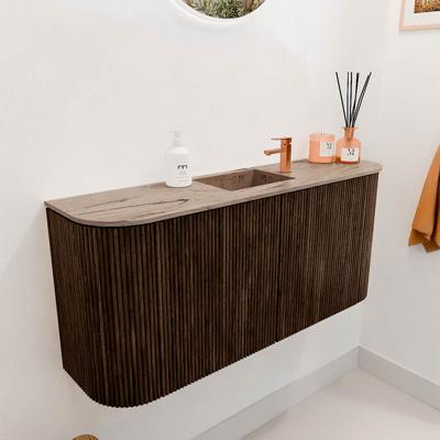 Toiletmeubel Mondiaz Joya Dlux | 93.2 cm | Meubelkleur Walnut | Faye wastafel Arena Wasbak Midden | 1 kraangat
