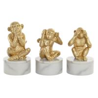 Decoratieve figuren DKD Home Decor Wit Gouden Tropisch Overalls 10,5 x 10,5 x 18,5 cm (3 Onderdelen)