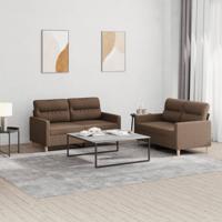 2-delige Loungeset met kussens stof bruin