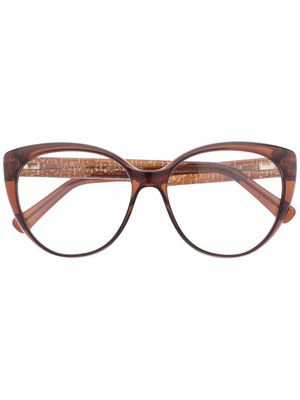 Longchamp lunettes de vue à monture papillon - Marron
