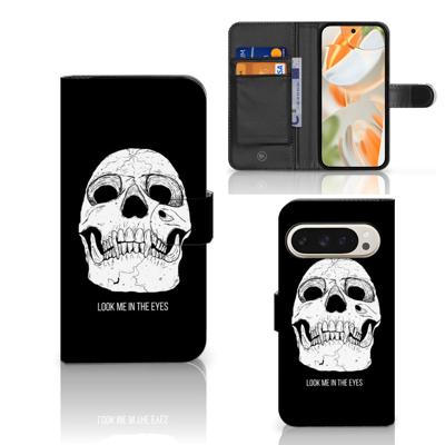 Telefoonhoesje met Naam Google Pixel 9 | 9 Pro Skull Eyes | Portemonnee hoesje