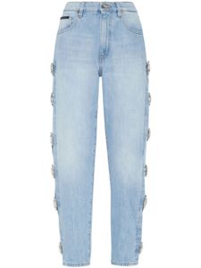 Philipp Plein brooch-detail cut-out jeans - Bleu