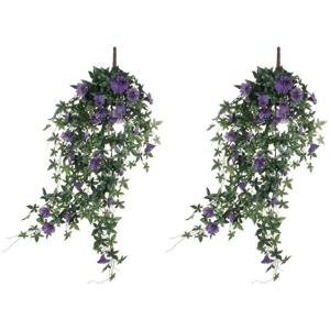 Kunstplant Petunia - 2x - donkerroze - 80 cm - kunst hangplanten