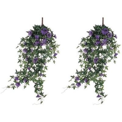 Kunstplant Petunia - 2x - donkerroze - 80 cm - kunst hangplanten