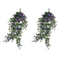 Kunstplant Petunia - 2x - donkerroze - 80 cm - kunst hangplanten Kunstplant Petunia - 2x - donkerroze - 80 cm - kunst hangplanten