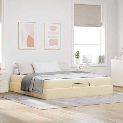 Bedframe met opslag Crème 180 x 200 cm Stof