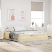 Bedframe met opslag Crème 180 x 200 cm Stof