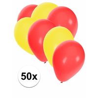 50x ballonnen - 27 cm - geel / rode versiering - thumbnail