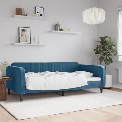 Slaapbank 100x200 cm fluweel blauw