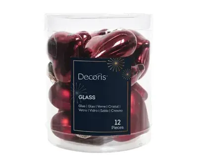 Decoris kersthangers glas hart 12st ossenbloed