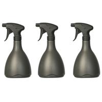 Plantenspuit/plantensproeier - Pakket van 3x stuks - 700 ml - zwart - kunststof