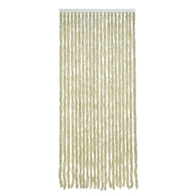 Beige polyester stroken vliegen/insecten gordijn 93 x 210 cm