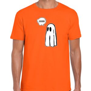 Halloween verkleed t-shirt heren - spook - oranje - geest - themafeest outfit