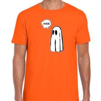 Halloween verkleed t-shirt heren - spook - oranje - geest - themafeest outfit - thumbnail