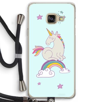 Regenboog eenhoorn: Samsung Galaxy A3 (2016) Transparant Hoesje met koord