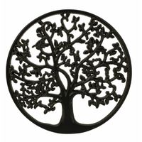 Wanddecoratie Tree of Life/levensboom ornament - Mdf hout - Dia 30 cm - zwart   -