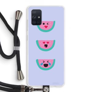 Smiley watermeloen: Samsung Galaxy A71 Transparant Hoesje met koord