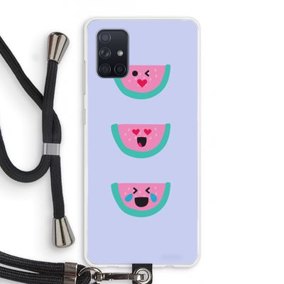 Smiley watermeloen: Samsung Galaxy A71 Transparant Hoesje met koord