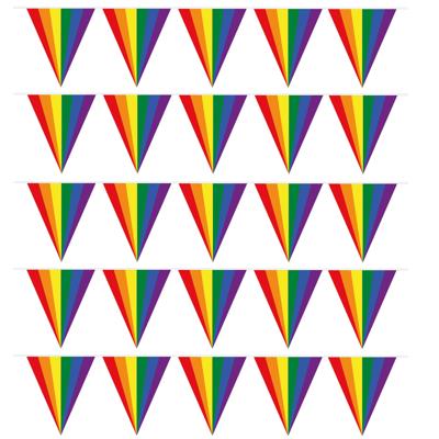Pride regenboog slinger vlaggenlijn - 5x - kunststof - 500 cm - feestartikelen/versieringen - buiten