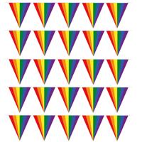 Pride regenboog slinger vlaggenlijn - 5x - kunststof - 500 cm - feestartikelen/versieringen - buiten