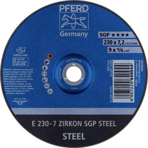 PFERD TOOLS 62223737 E 230-7 ZIRKON SGP STEEL Afbraamschijf gebogen Diameter 230 mm Boordiameter 22.23 mm Staal 10 stuk(s)