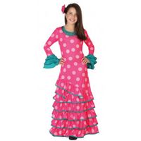 Roze Flamenco jurk voor meiden 140 (10-12 jaar)  -