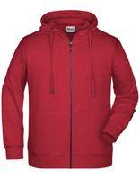 James & Nicholson JN8026 Men´s Zip-Hoody - /Carmine-Red-Melange - XXL - thumbnail