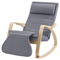 Schommelstoel Met Voetensteun in Zweedse Stijl - Verstelbare Ligstoel - Relaxing Chair - Katoen - Grijs - thumbnail
