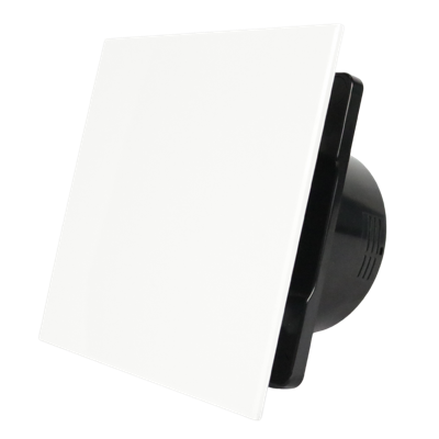 Whisper Pro-design Badkamerventilator - Ø100mm - Met Nalooptimer - Vlak Kunststof - Wit - Zwarte Ventilator